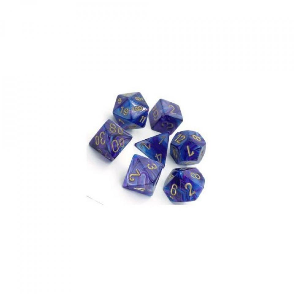 lustrous viola/oro - set di 7 dadi poliedrici